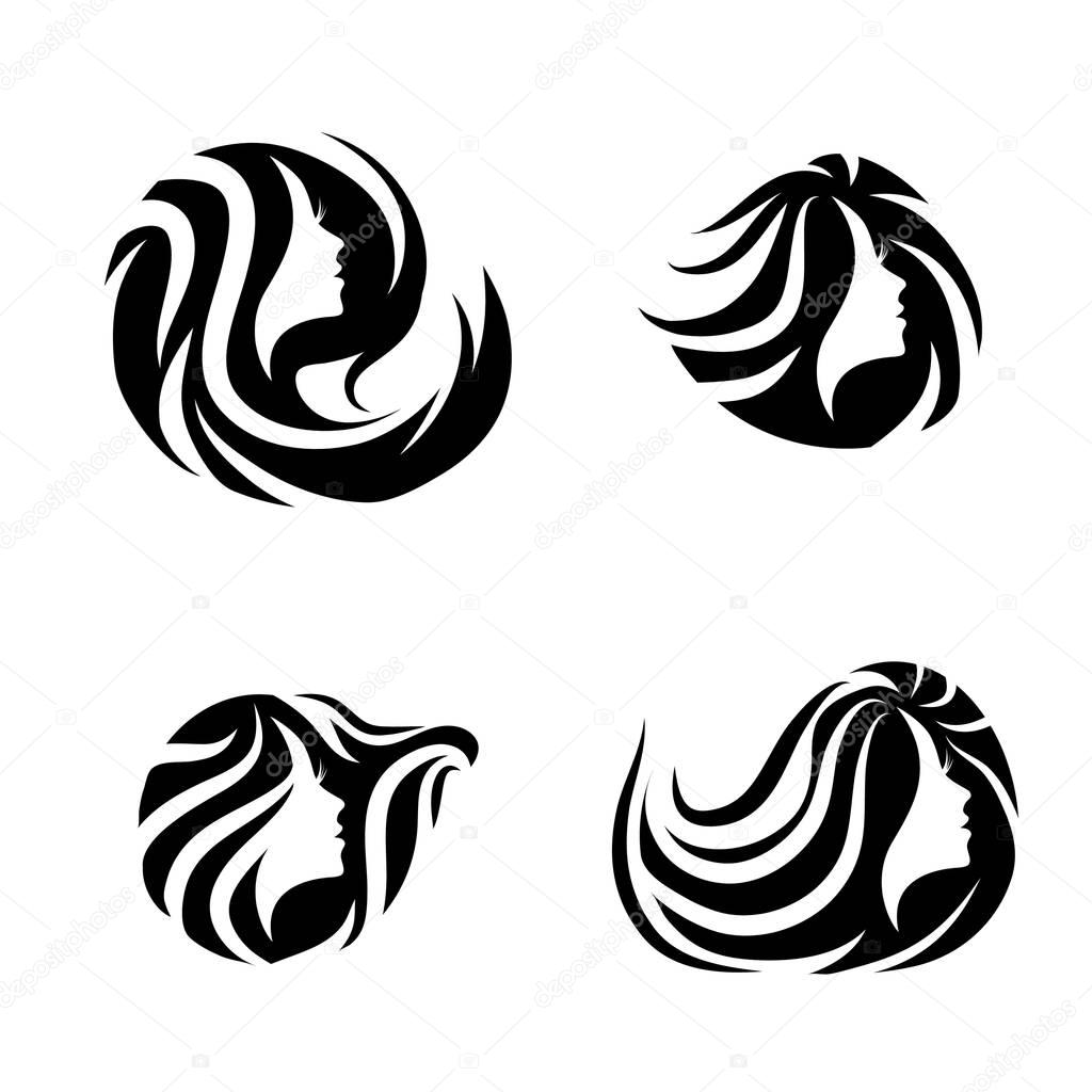 Woman Beauty Hair Spa Salon Logo Design Set
