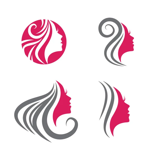 Conjunto de logotipo de rosto de mulher beleza —  Vetores de Stock