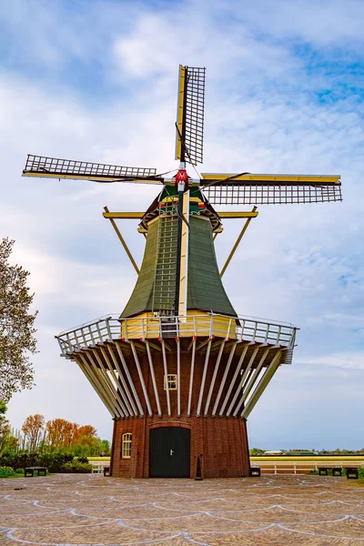 Molino Viento Parque Primavera Los Países Bajos — Foto de Stock