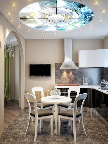 Modern kentsel çağdaş yemek odası ve mutfak