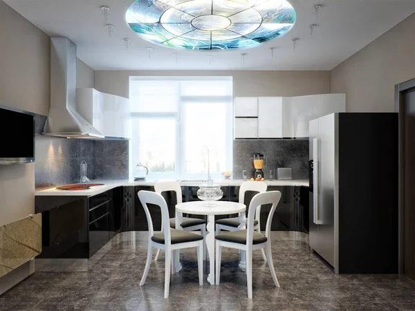 Moderne urbane moderne Esszimmer und Küche — Stockfoto