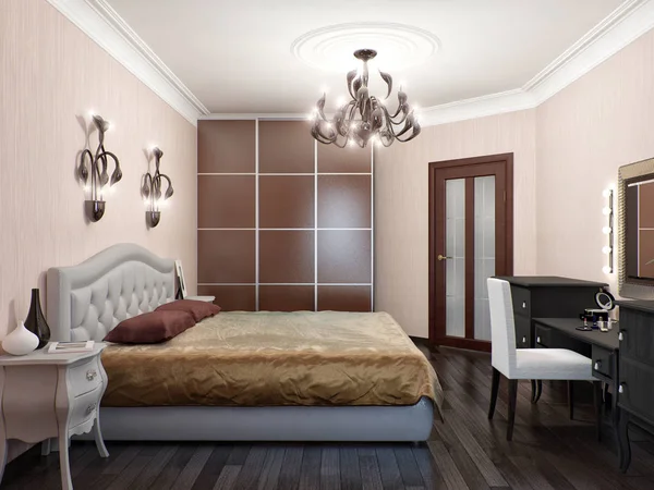 Diseño de interiores de dormitorio moderno clásico urbano contemporáneo — Foto de Stock