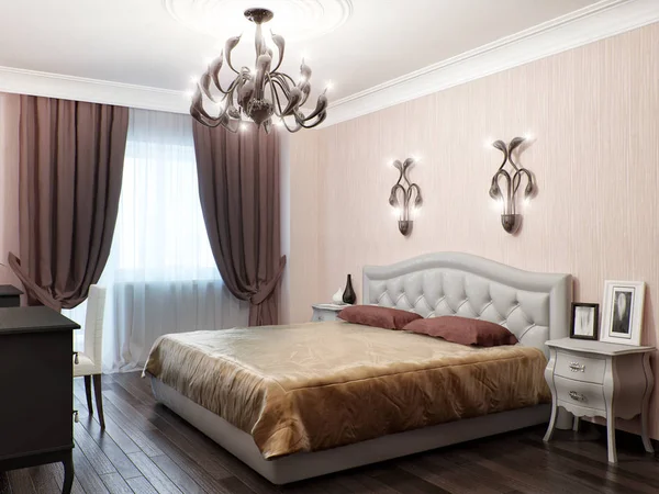 Kentsel Çağdaş klasik Modern Yatak odası iç tasarım — Stok fotoğraf
