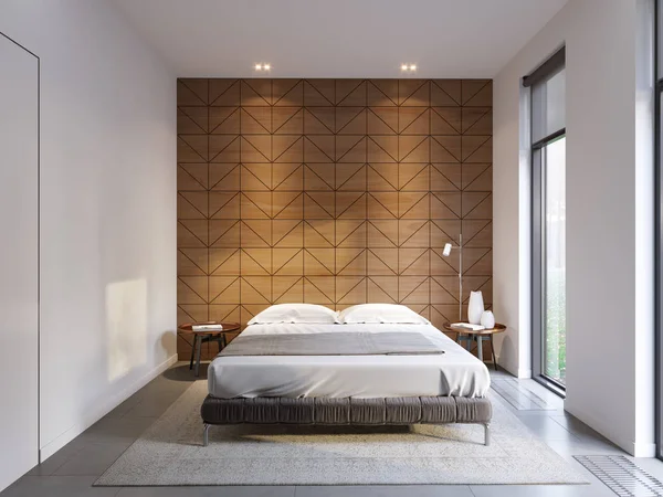 Kentsel çağdaş Modern minimalizm yüksek teknoloji yatak odası — Stok fotoğraf