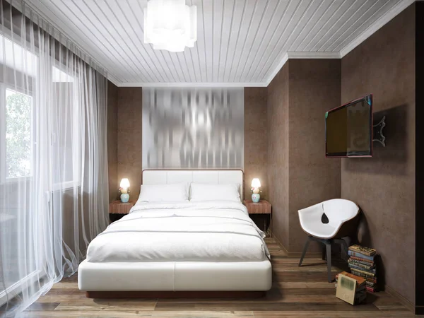 Stedelijke hedendaagse moderne kleine slaapkamer interieur Design — Stockfoto