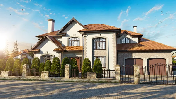 Luxe familie huis met landschappelijk — Stockfoto