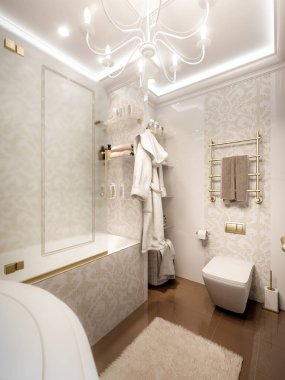 Luxurious bathroom in classic style interior design clipart