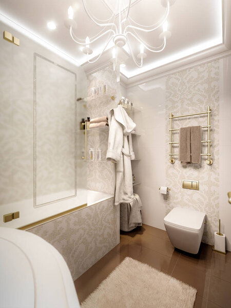 Luxurious bathroom in classic style interior design