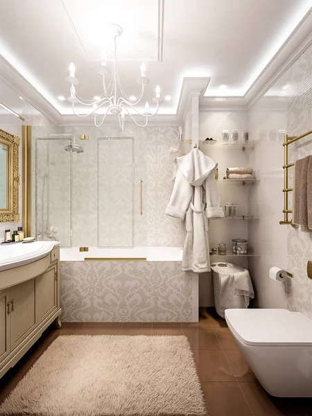 Luxurious bathroom in classic style interior design Stock Picture