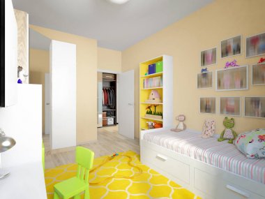Modern kentsel çağdaş çocuk oda iç tasarım