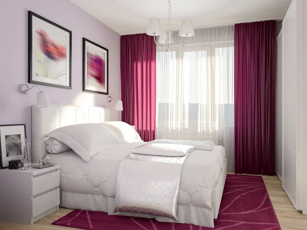 Rban çağdaş Modern Yatak odası iç tasarım — Stok fotoğraf