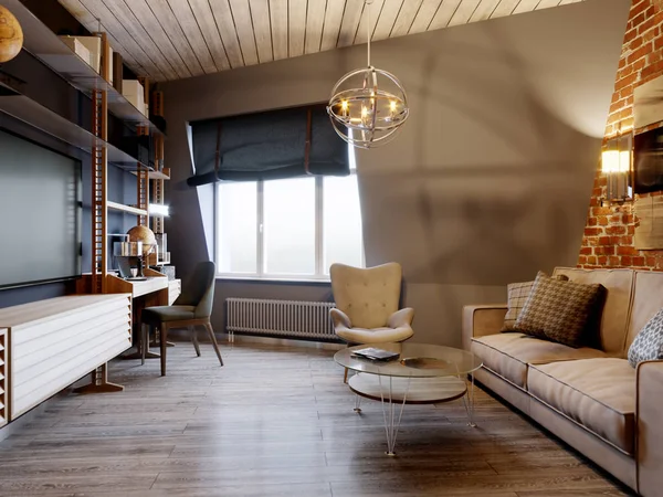 Kentsel Oda çağdaş Modern İskandinav Loft yaşayan