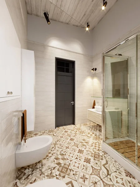 Rustik Provence Loft banyo Wc duş