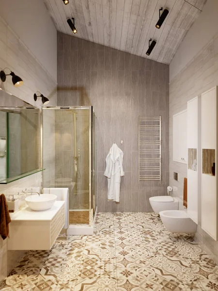 Rustic Provence Loft Bathroom Shower WC Room