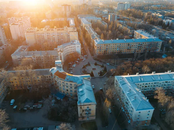 Historical architectural ensemble of evening Voronezh, aerial view — Stock Photo, Image