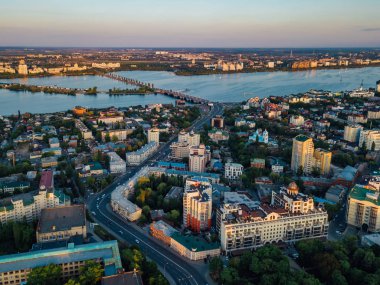 Akşam Voronezh silueti, İHA 'dan hava manzarası