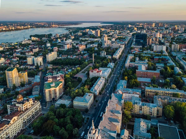 Tarde verano Voronezh horizonte, vista aérea desde el dron —  Fotos de Stock