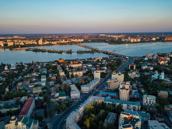 Evening summer Voronezh skyline, aerial view from drone — Stock Photo, Image