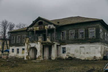 Old abandoned former Losev mansion in Voronezh region clipart