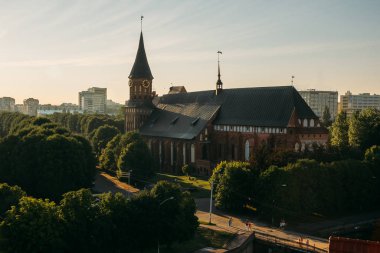 Restored Cathedral on Kant island, symbol of the city of Kalinin