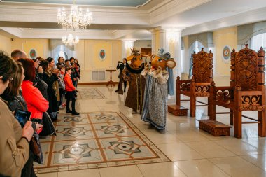 Mouse king and queen. Traditional performance show in Myshkin, Russia, May 2, 2015