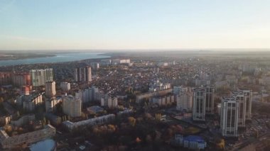 Voronezh şehri sonbahar gününde, İHA 'dan hava görüntüsü