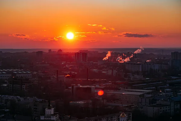 Sunset Summer Evening Voronezh Aerial View — Stock Photo, Image