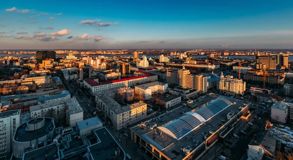 Vista Aérea Centro Cidade Voronezh Noite — Fotografia de Stock