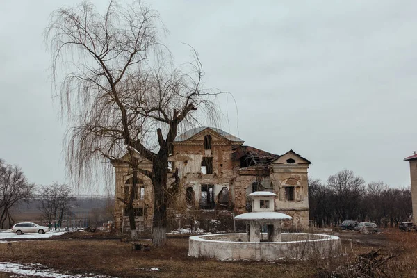 Dunkle Und Gruselige Alte Verlassene Villa Gorozhanka Ehemaliges Gut Venevitinov — Stockfoto