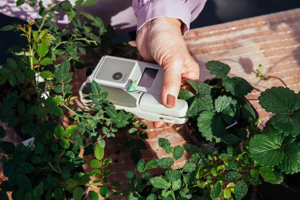 Modern portable device for measuring the chlorophyll and nitrogen content in plant leaves.