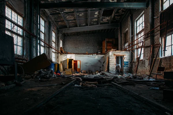 Old Burnt Abandoned Ruined Industrial Building — Stock Photo, Image