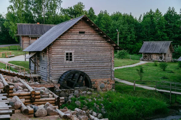 Ancien Moulin Eau Bois Dans Village Russe — Photo