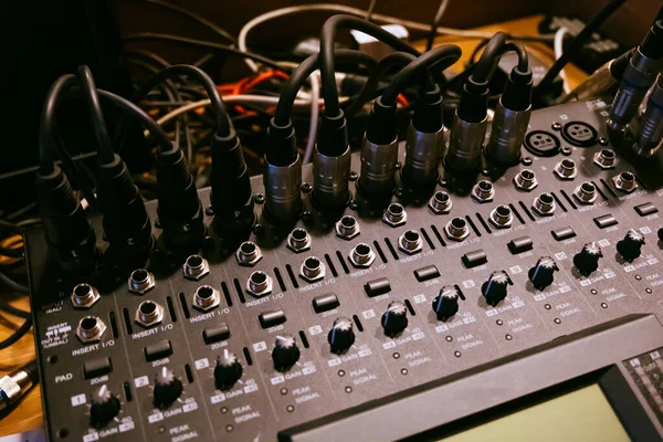 Control panel of the sound mixing equipment — Stock Photo, Image