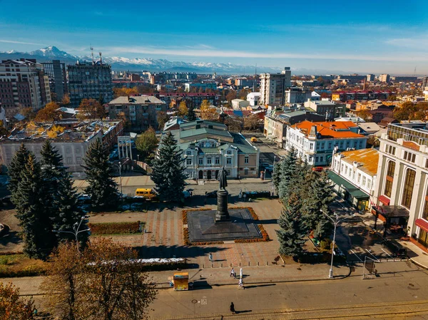 Vladikavkaz Nordossetiens Huvudstad Historiska Centrum Från Drönarflygning — Stockfoto
