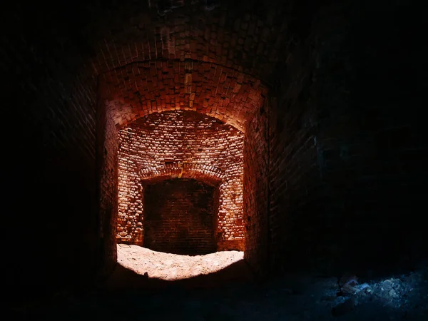 Passage Historique Souterrain Brique Rouge Sous Vieille Ville — Photo