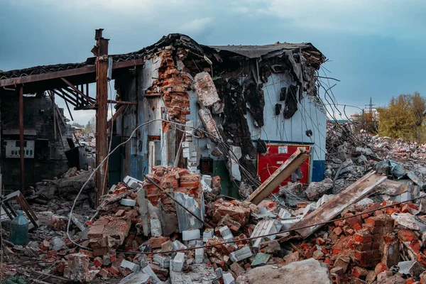 Ruinas Viejo Edificio Industrial Demolido Concepto Desastre Consecuencias Guerra — Foto de Stock
