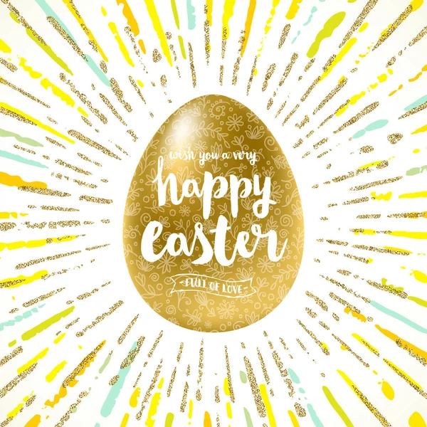 Huevo de Pascua con saludo festivo - Ilustración vectorial . — Archivo Imágenes Vectoriales