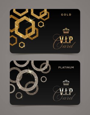 Şablon VIP altın ve platin kart. Vektör çizim.