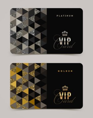 Şablon VIP altın ve platin kart. Vektör çizim.