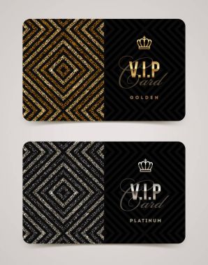 Şablon VIP altın ve platin kart. Vektör çizim.
