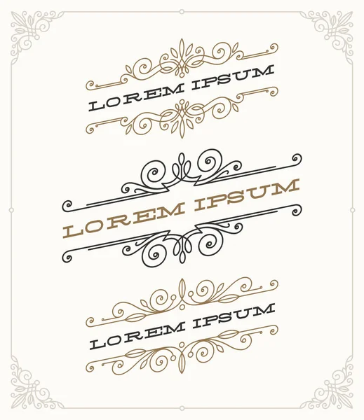 Vector set med elegant vintage prydnads emblem och logotyper-mallar — Stock vektor