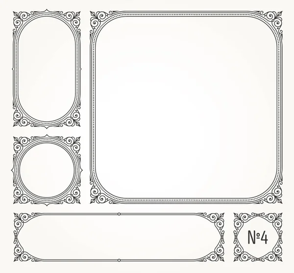 Conjunto de marcos ornamentales elegantes caligráficos florecientes - ilustración vectorial . — Vector de stock