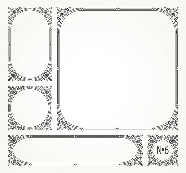 Conjunto de marcos ornamentales elegantes caligráficos florecientes - ilustración vectorial . — Vector de stock