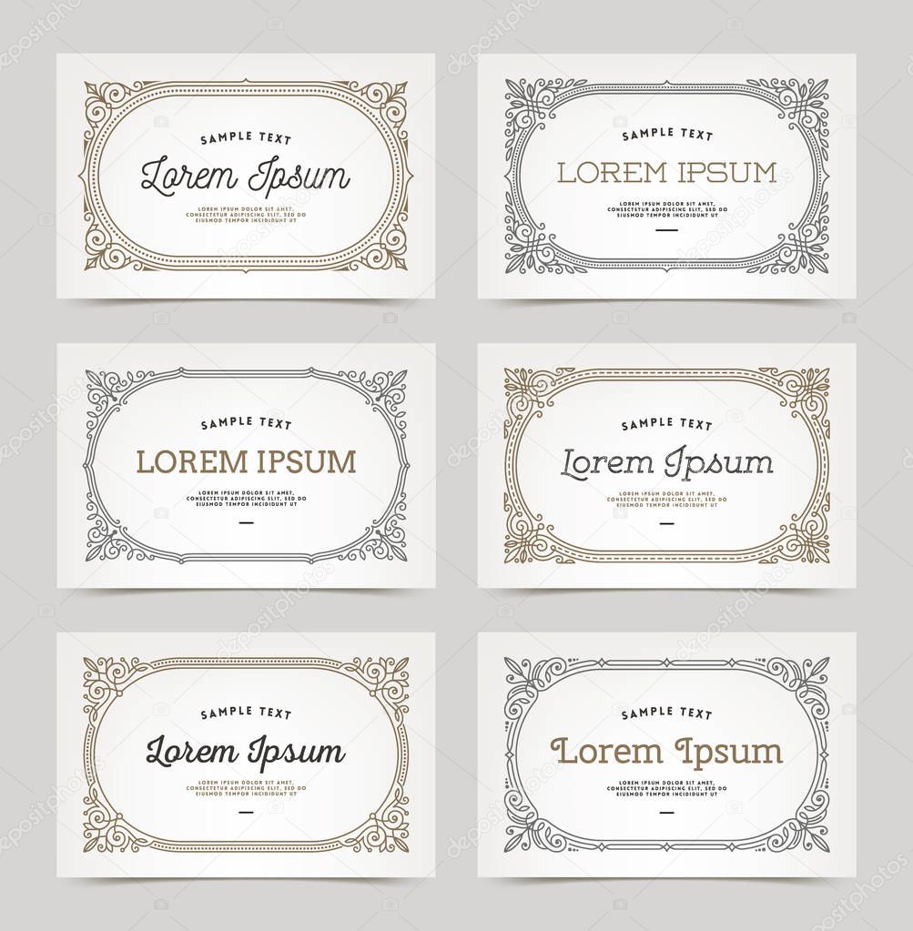 Paper white banners with flourishes calligraphic elegant ornamental frames - vector illustration.