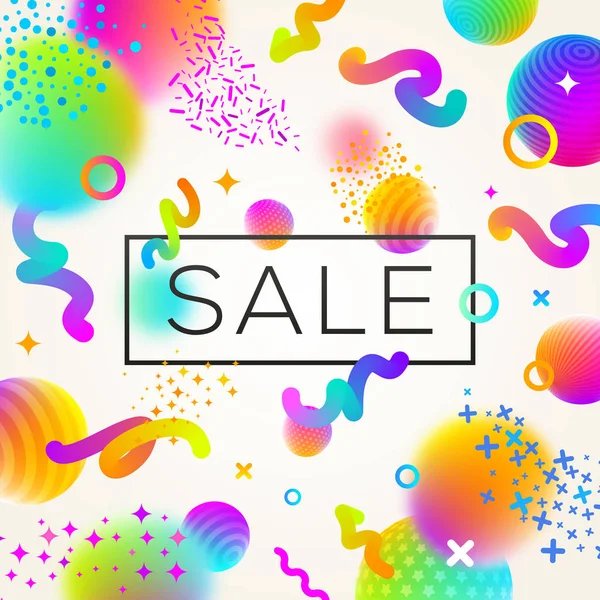 Vector illustration. Abstract festive multicolored background with sale banner. — Stock Vector