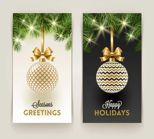 Zwei Weihnachtsgrußkarten — Stockvektor