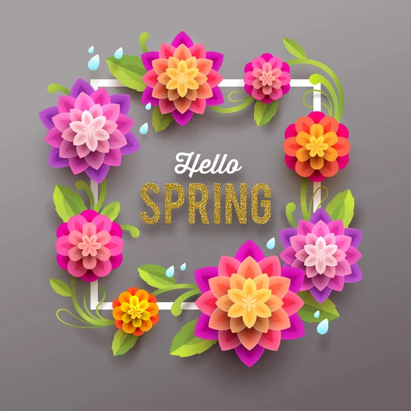 Tarjeta de felicitación de primavera con flores. — Vector de stock