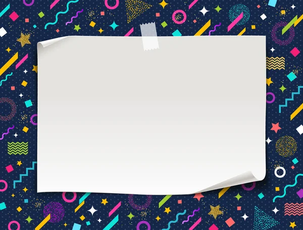 Dokument white paper banner na vícebarevné abstraktní obrazec pozadí, — Stockový vektor