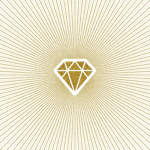 Glitter ouro brilhante diamante com sunburst. Ilustração vetorial . —  Vetores de Stock