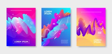 Soyut çok renkli akış şekilli kapak tasarımı. Vektör çizim şablonu. Kapaklar, el ilanları, afişler, tebrik kartları, kitapçık ve broşürler için evrensel soyut tasarım.